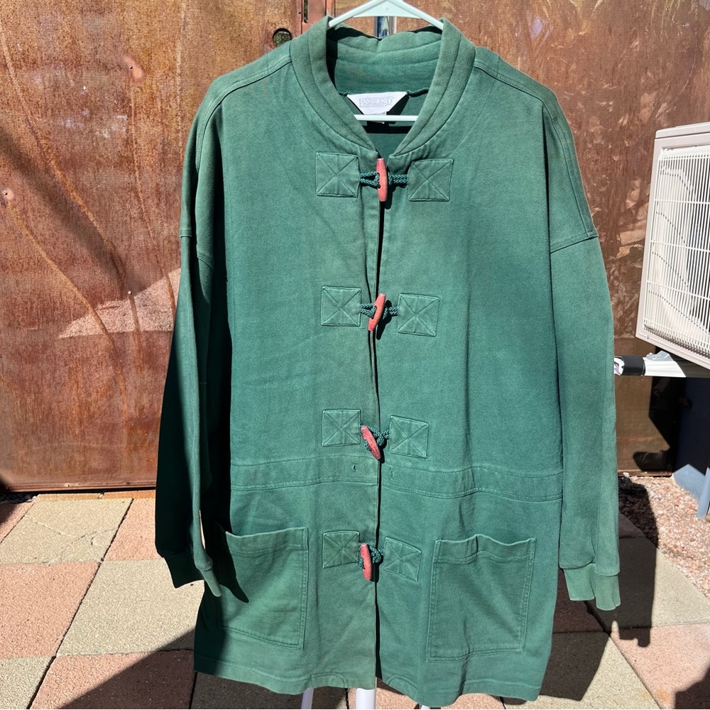 Oversized Green Wooden Buttoned LLBean Women’s Sweater/ Jacket - Size Large